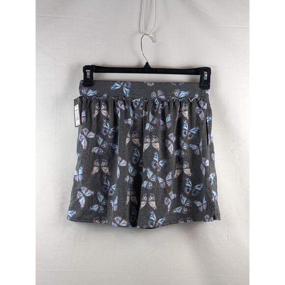 French Terry Short Butterfly Print Ruffle Art Class Charcoal Gray S 6/6X Relaxed - Picture 6 of 6